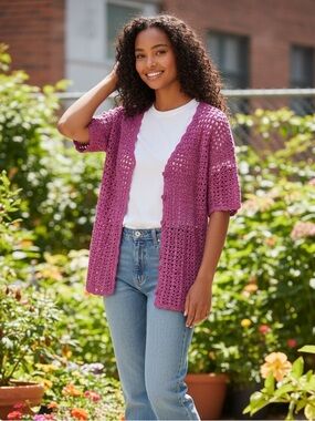 Jessica Sport Crochet Knit Cardigan